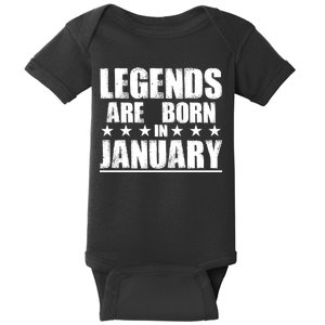 Legends Are Born In January Birthday Baby Bodysuit