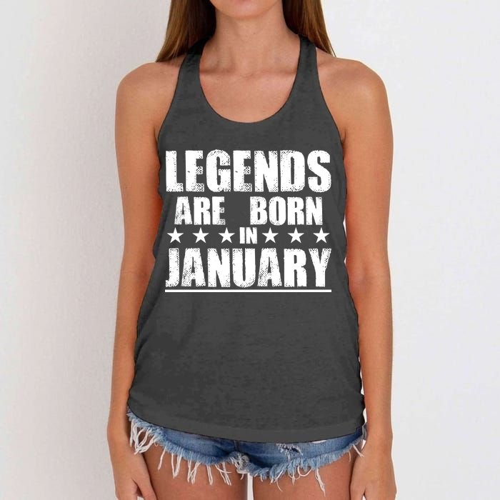 Legends Are Born In January Birthday Women's Knotted Racerback Tank