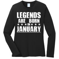 Legends Are Born In January Birthday Ladies Long Sleeve Shirt