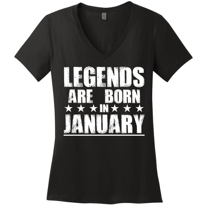 Legends Are Born In January Birthday Women's V-Neck T-Shirt