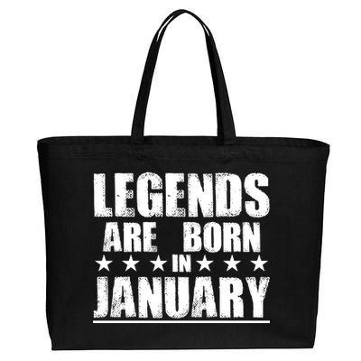 Legends Are Born In January Birthday Cotton Canvas Jumbo Tote