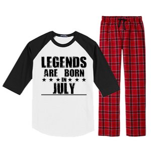 Legends Are Born In July Birthday Raglan Sleeve Pajama Set