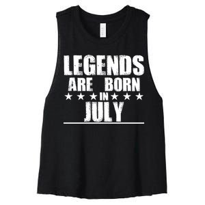 Legends Are Born In July Birthday Women's Racerback Cropped Tank