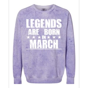 Legends Are Born In March Birthday Colorblast Crewneck Sweatshirt