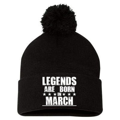 Legends Are Born In March Birthday Pom Pom 12in Knit Beanie