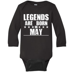 Legends Are Born In May Birthday Baby Long Sleeve Bodysuit