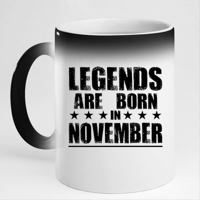 Legends Are Born In November Birthday 11oz Black Color Changing Mug