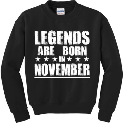 Legends Are Born In November Birthday Kids Sweatshirt