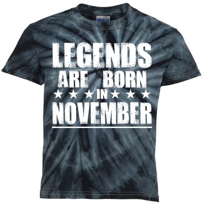 Legends Are Born In November Birthday Kids Tie-Dye T-Shirt