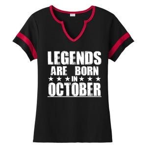 Legends Are Born In October Birthday Ladies Halftime Notch Neck Tee