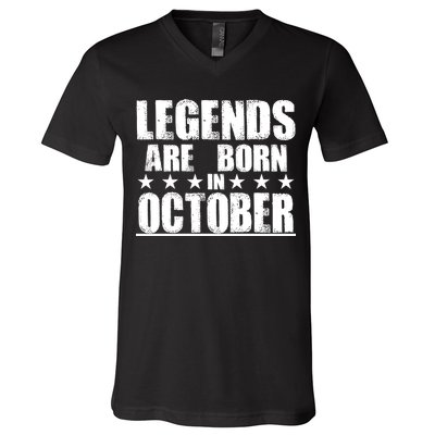 Legends Are Born In October Birthday V-Neck T-Shirt