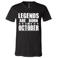 Legends Are Born In October Birthday V-Neck T-Shirt