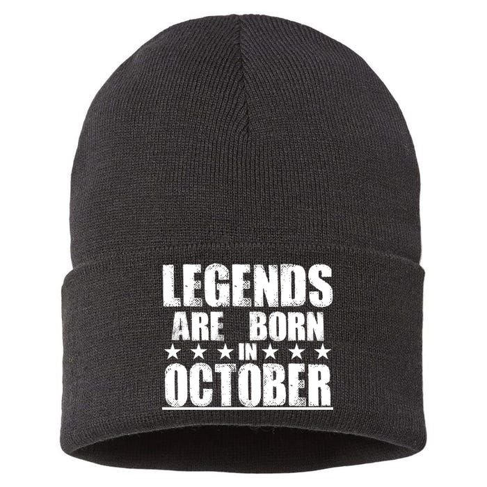 Legends Are Born In October Birthday Sustainable Knit Beanie