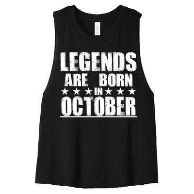 Legends Are Born In October Birthday Women's Racerback Cropped Tank