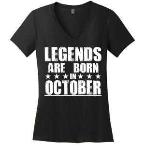 Legends Are Born In October Birthday Women's V-Neck T-Shirt