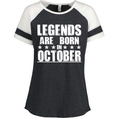 Legends Are Born In October Birthday Enza Ladies Jersey Colorblock Tee