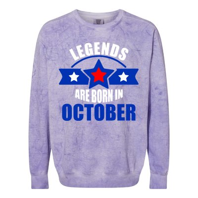 Legends Are Born in October Stars Colorblast Crewneck Sweatshirt