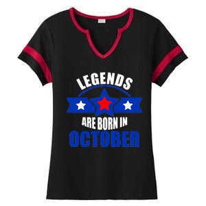 Legends Are Born in October Stars Ladies Halftime Notch Neck Tee