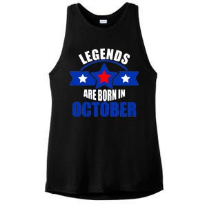 Legends Are Born in October Stars Ladies PosiCharge Tri-Blend Wicking Tank