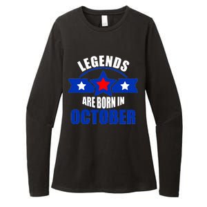 Legends Are Born in October Stars Womens CVC Long Sleeve Shirt