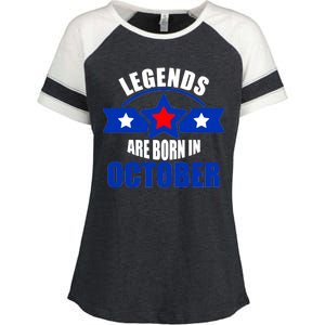 Legends Are Born in October Stars Enza Ladies Jersey Colorblock Tee