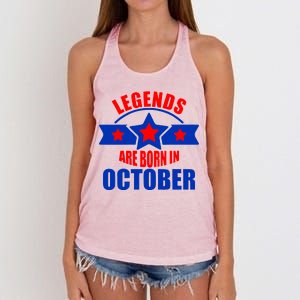 Legends Are Born in October Stars Women's Knotted Racerback Tank