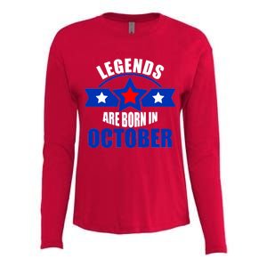 Legends Are Born in October Stars Womens Cotton Relaxed Long Sleeve T-Shirt