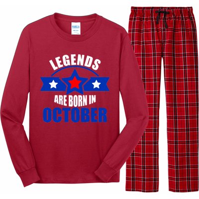 Legends Are Born in October Stars Long Sleeve Pajama Set