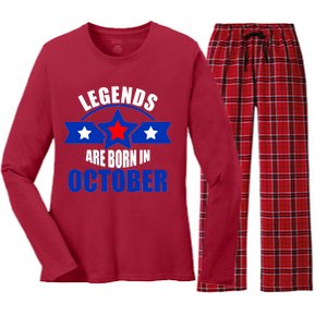 Legends Are Born in October Stars Women's Long Sleeve Flannel Pajama Set 