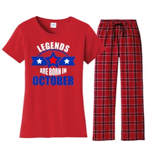 Legends Are Born in October Stars Women's Flannel Pajama Set