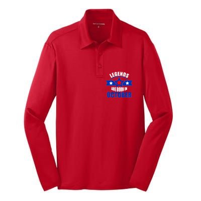 Legends Are Born in October Stars Silk Touch Performance Long Sleeve Polo