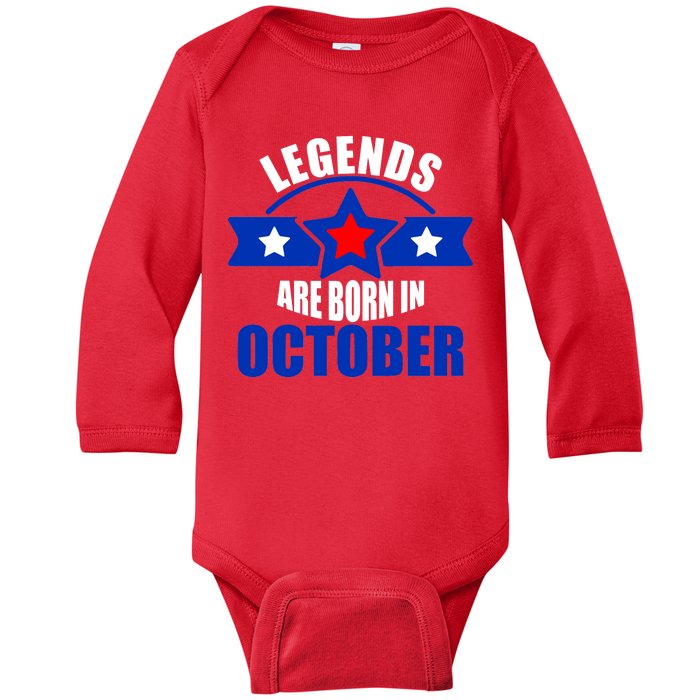 Legends Are Born in October Stars Baby Long Sleeve Bodysuit