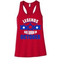 Legends Are Born in October Stars Women's Racerback Tank