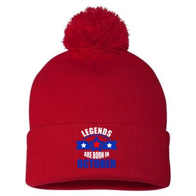 Legends Are Born in October Stars Pom Pom 12in Knit Beanie