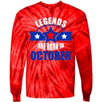 Legends Are Born in October Stars Tie-Dye Long Sleeve Shirt