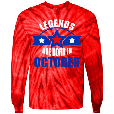 Legends Are Born in October Stars Tie-Dye Long Sleeve Shirt