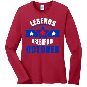 Legends Are Born in October Stars Ladies Long Sleeve Shirt