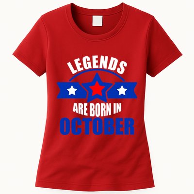 Legends Are Born in October Stars Womens T-Shirt