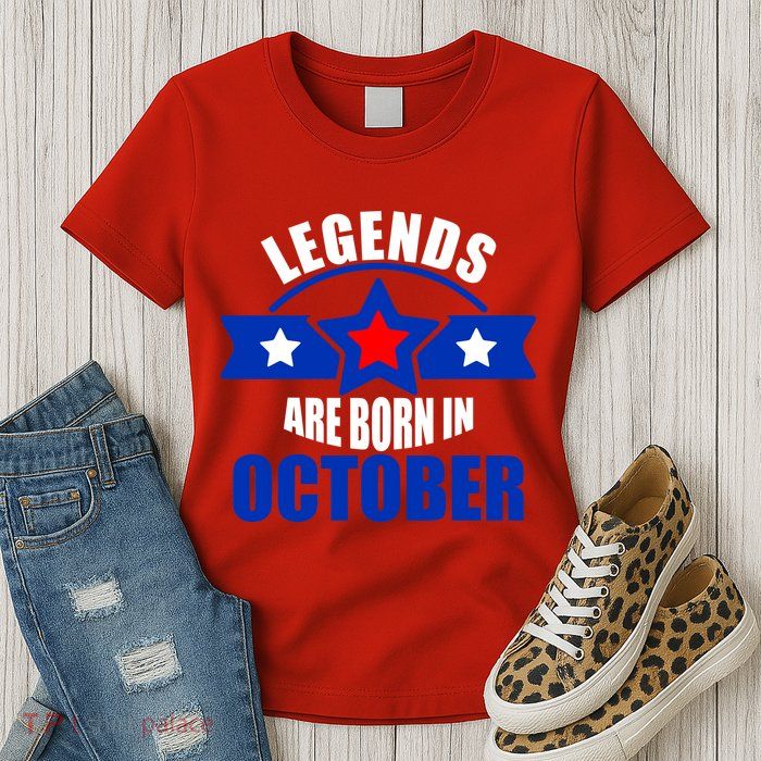 Legends Are Born in October Stars Womens T-Shirt