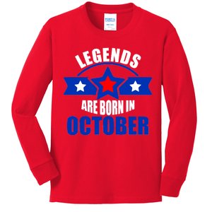 Legends Are Born in October Stars Kids Long Sleeve Shirt