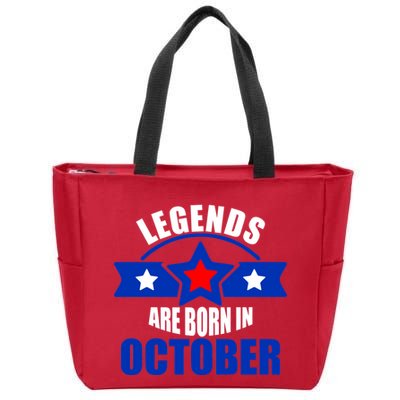 Legends Are Born in October Stars Zip Tote Bag