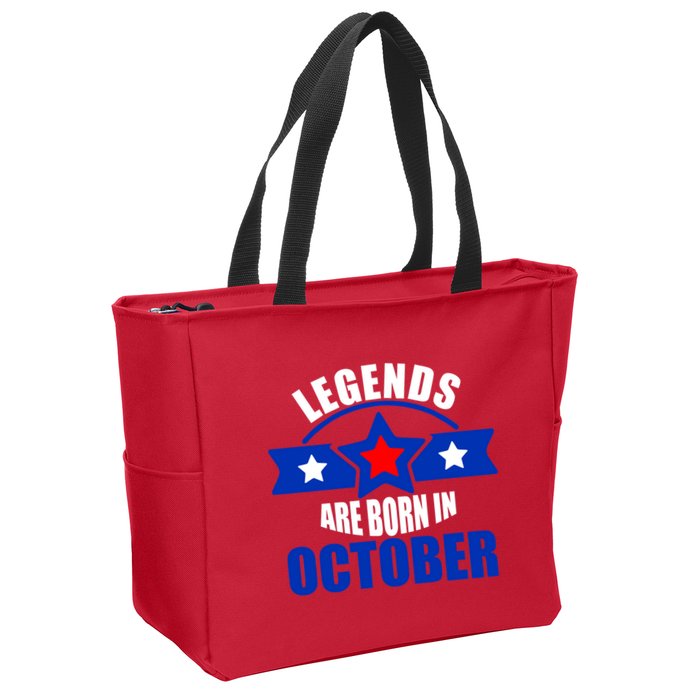 Legends Are Born in October Stars Zip Tote Bag