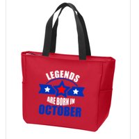 Legends Are Born in October Stars Zip Tote Bag