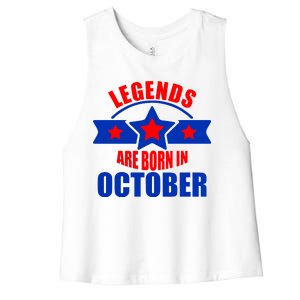 Legends Are Born in October Stars Women's Racerback Cropped Tank