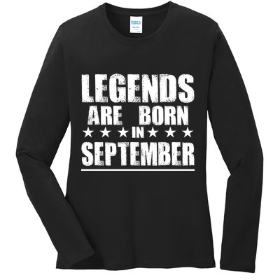 Legends Are Born In September Birthday Ladies Long Sleeve Shirt