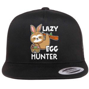 Lazy Egg Hunter Sloth Happy Easter Day Gift For Toodler kids Flat Bill Trucker Hat