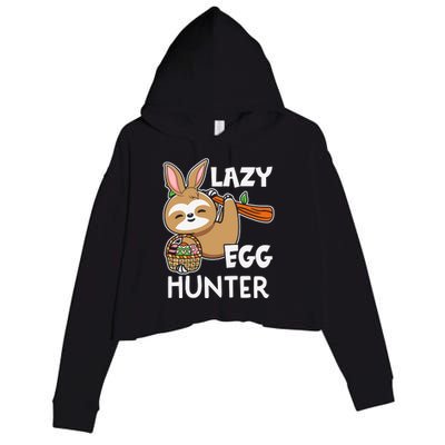 Lazy Egg Hunter Sloth Happy Easter Day Gift For Toodler kids Crop Fleece Hoodie