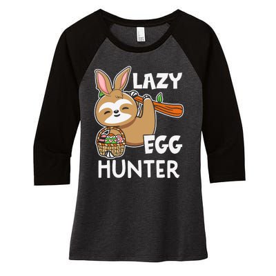 Lazy Egg Hunter Sloth Happy Easter Day Gift For Toodler kids Women's Tri-Blend 3/4-Sleeve Raglan Shirt