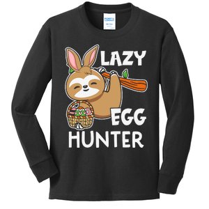 Lazy Egg Hunter Sloth Happy Easter Day Gift For Toodler kids Kids Long Sleeve Shirt