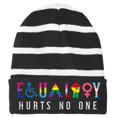 Lgbt Equality Hurts No One Pride Human Rights Striped Beanie with Solid Band